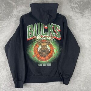 Unfinished Legacy Milwaukee Bucks Hoodie Mens Small Black NBA Streetwear Rare